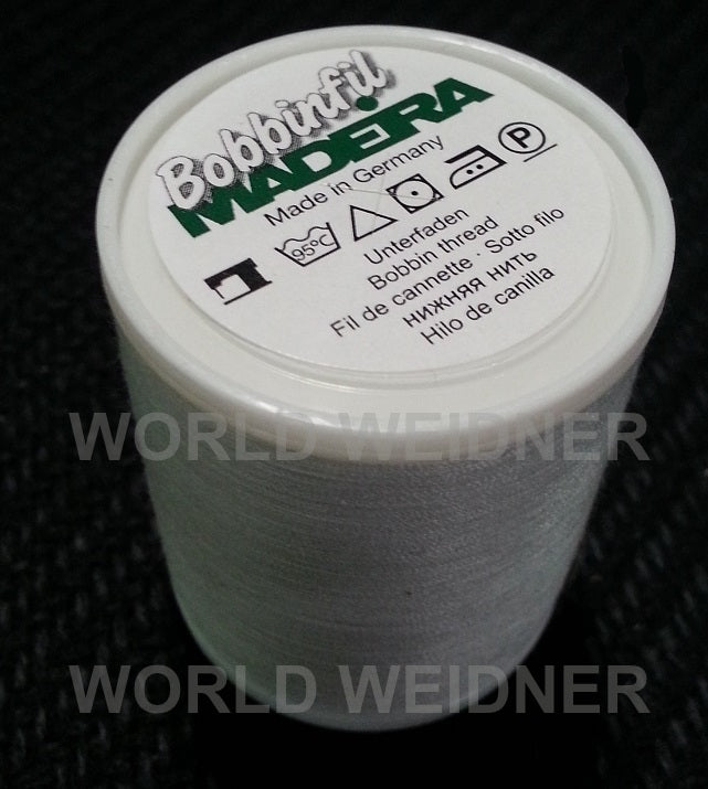MADEIRA Bobbinfil Embroidery Bobbin Thread 1640YD Spool White 70 Weight –  World Weidner